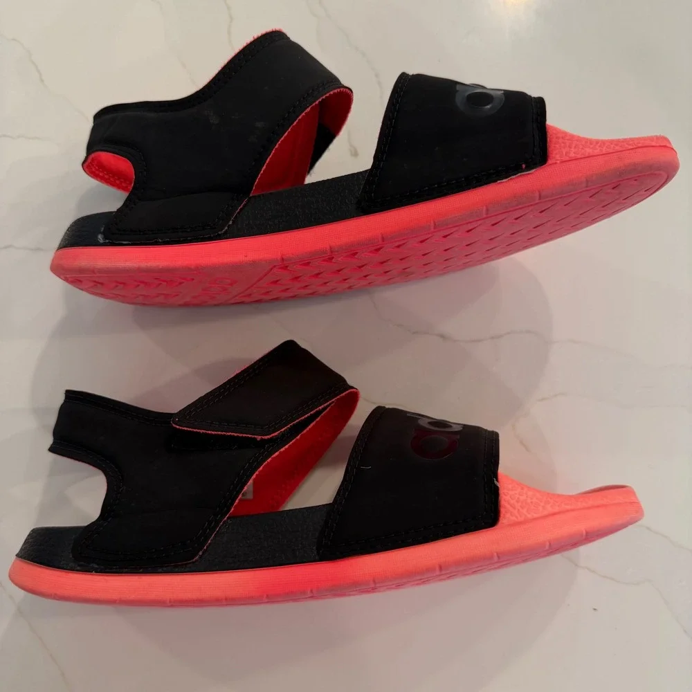 Adidas Adilette Sandal K Black Signal‎ Pink Kids Size 6 FW4300 Sport Sandals
